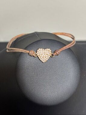 Fossil Ladies Vintage Motifs Bracelet Rhinestone Dainty Heart